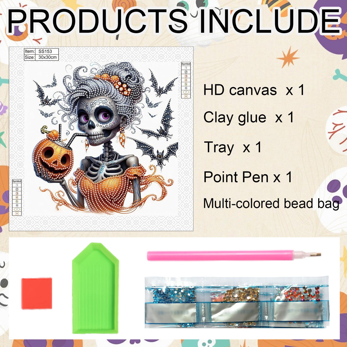 Halloween Skeleton - Special Shaped Drill Diamond Painting 30*30CM