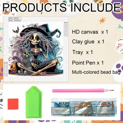 Halloween Skeleton Witch - Special Shaped Drill Diamond Painting 30*30CM