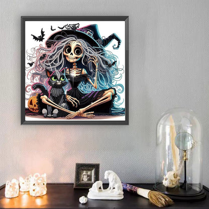 Halloween Skeleton Witch - Special Shaped Drill Diamond Painting 30*30CM