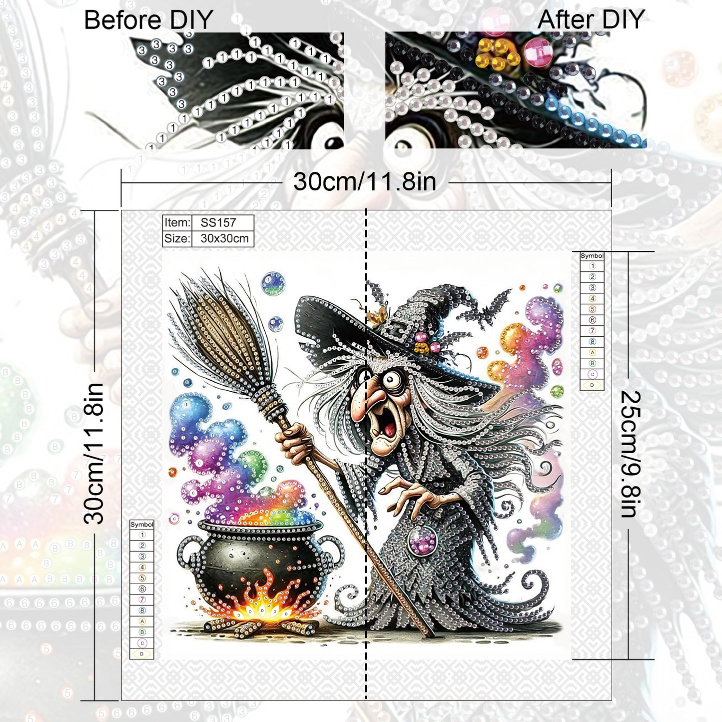 Halloween Skeleton Witch - Special Shaped Drill Diamond Painting 30*30CM