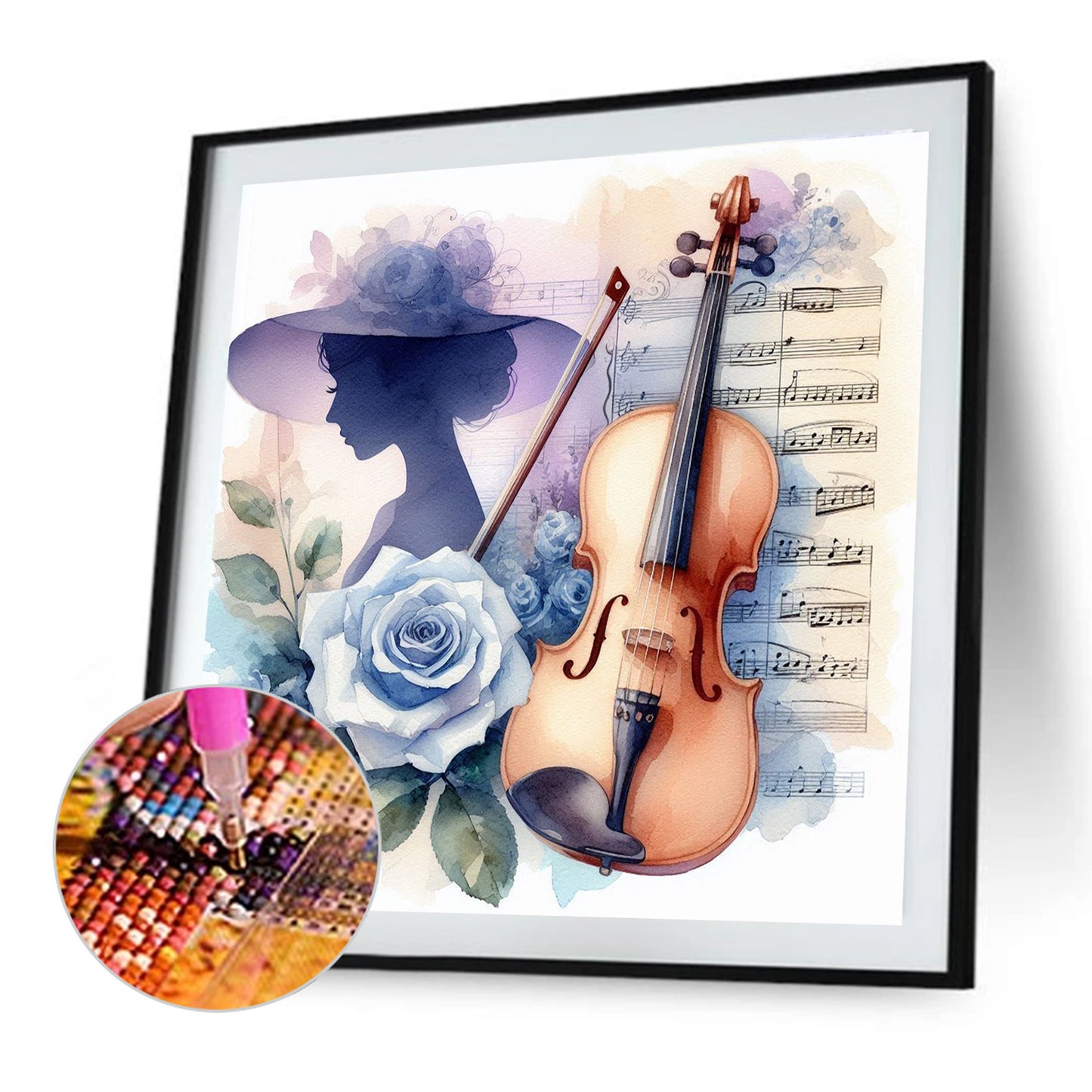 Violin And Flowers - Full Round Drill Diamond Painting 40*40CM