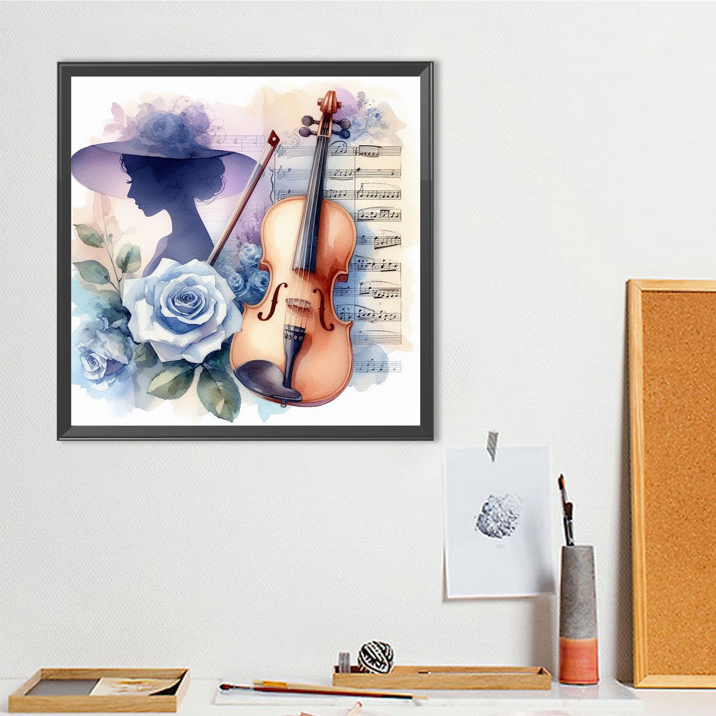 Violin And Flowers - Full Round Drill Diamond Painting 40*40CM