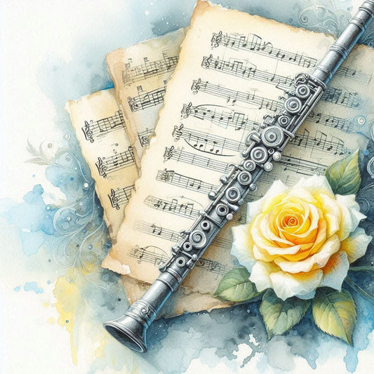 Musical Instruments And Roses - Full Round Drill Diamond Painting 40*40CM