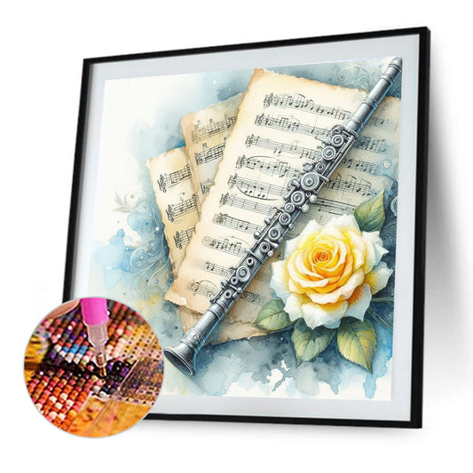 Musical Instruments And Roses - Full Round Drill Diamond Painting 40*40CM