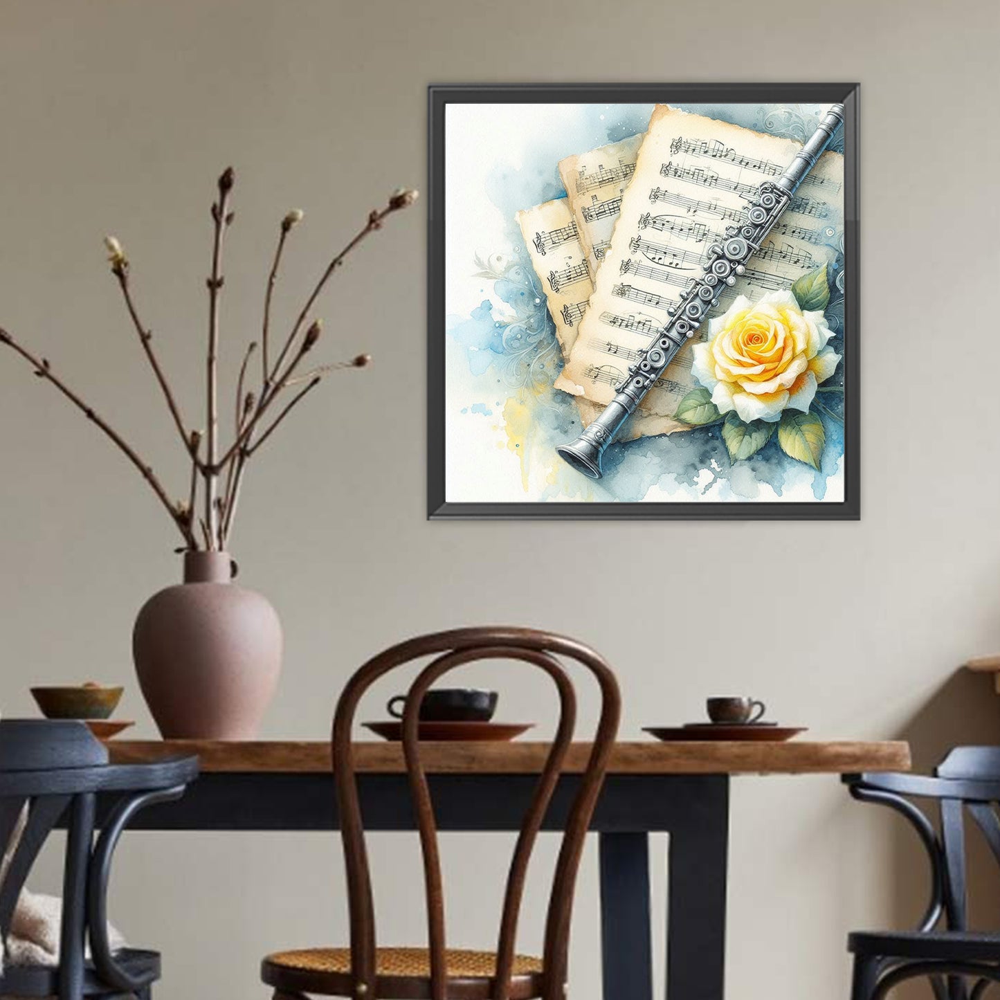 Musical Instruments And Roses - Full Round Drill Diamond Painting 40*40CM