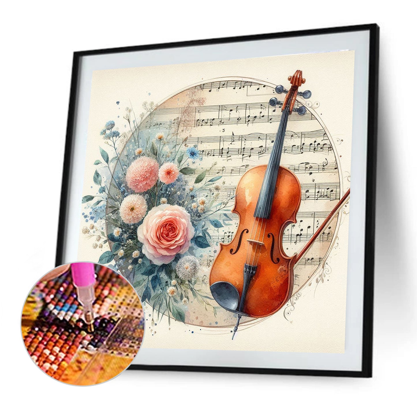 Violin And Flowers - Full Round Drill Diamond Painting 40*40CM