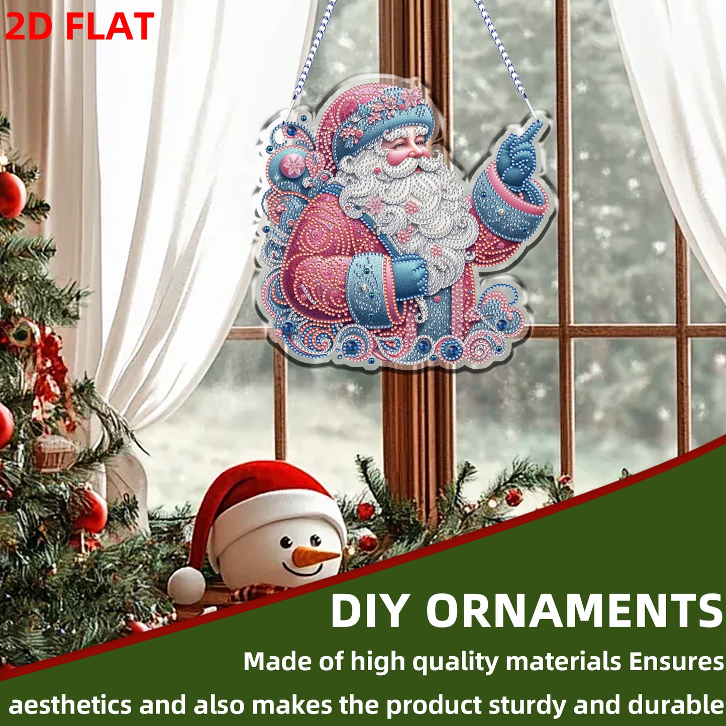 Xmas 5D DIY Special Shape Partial Drill Dimond Paintings Wall Decor 23.5x23cm Christmas