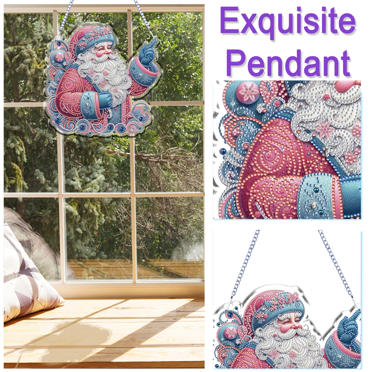 Xmas 5D DIY Special Shape Partial Drill Dimond Paintings Wall Decor 23.5x23cm Christmas