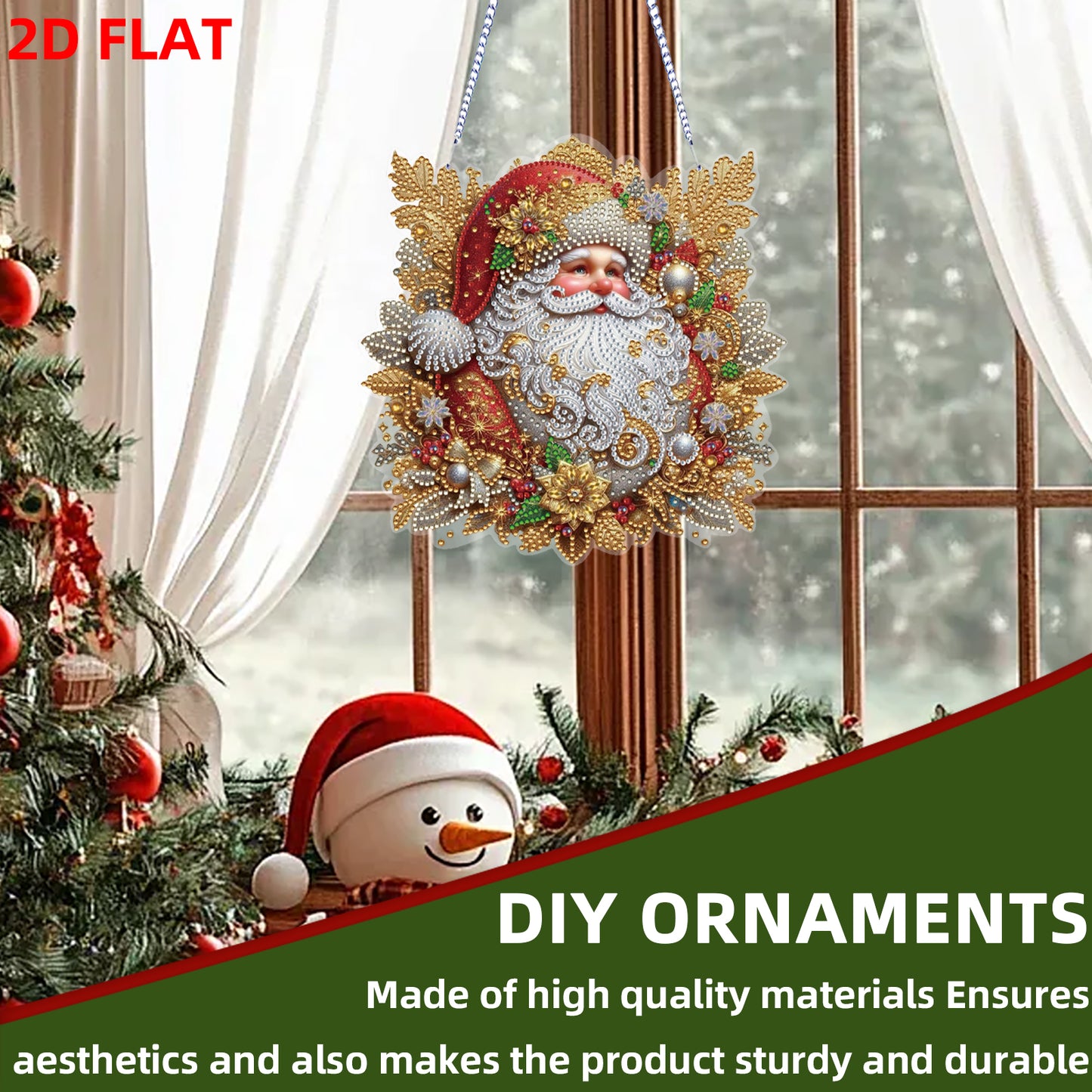 Xmas 5D DIY Special Shape Partial Drill Dimond Paintings Wall Decor 23.5x23cm Christmas