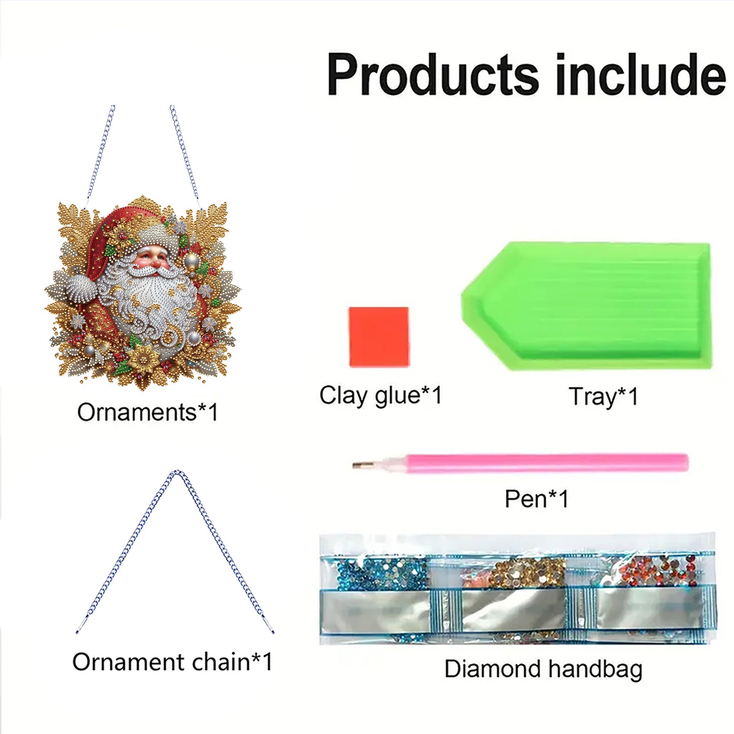 Xmas 5D DIY Special Shape Partial Drill Dimond Paintings Wall Decor 23.5x23cm Christmas