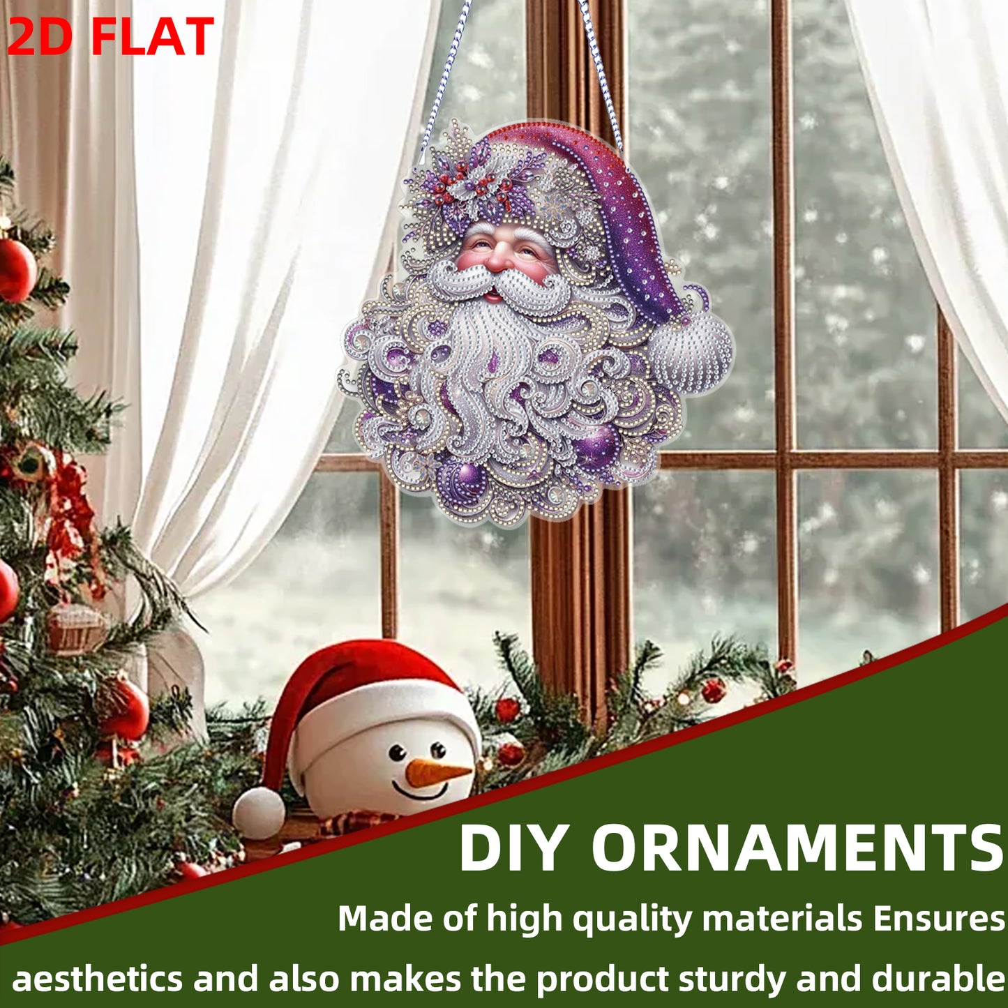 Xmas 5D DIY Special Shape Partial Drill Dimond Paintings Wall Decor 23.5x23cm Christmas