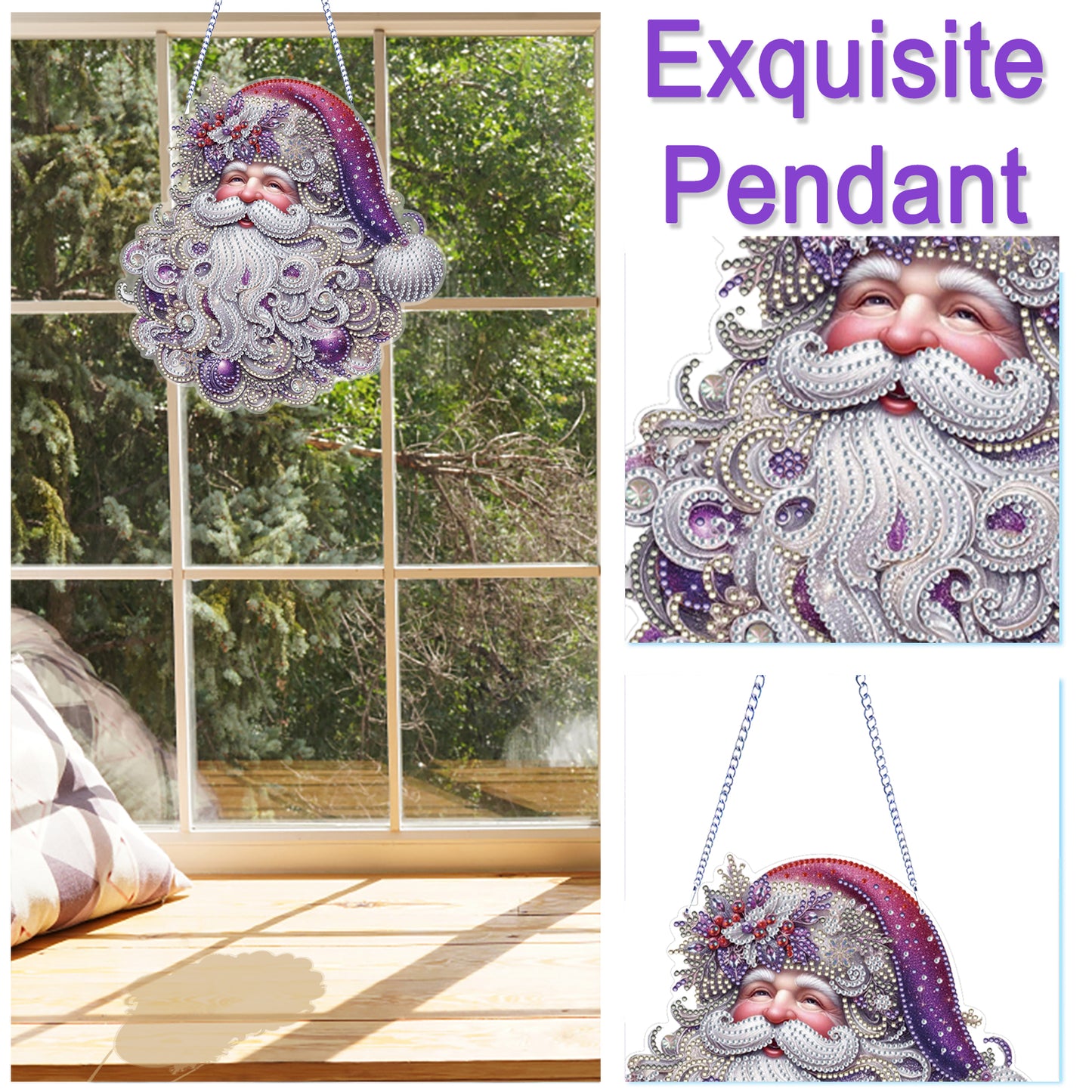 Xmas 5D DIY Special Shape Partial Drill Dimond Paintings Wall Decor 23.5x23cm Christmas