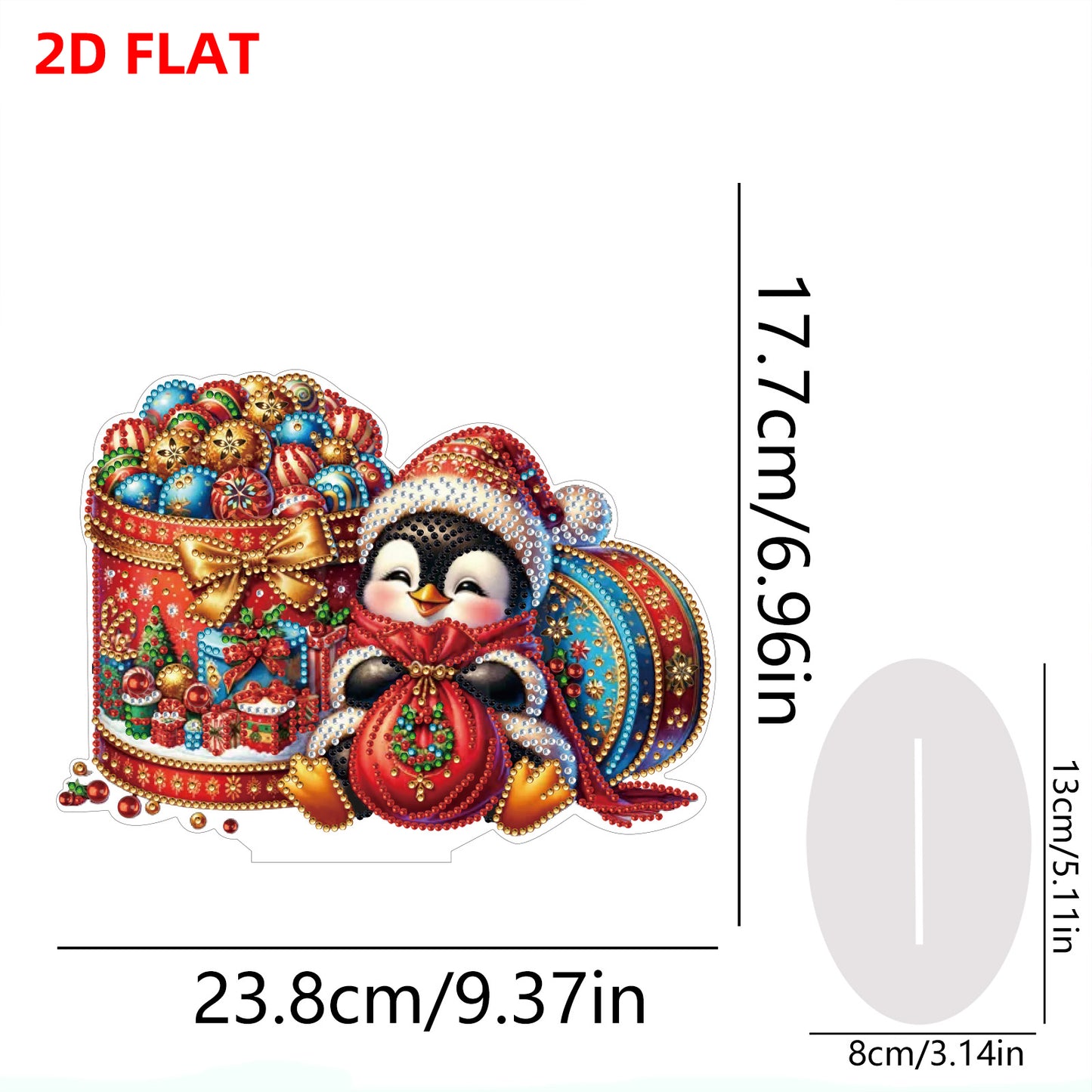 2D Flat Christmas Penguin Print DIY 5D DIY Diamond Art Ornaments Home Decor