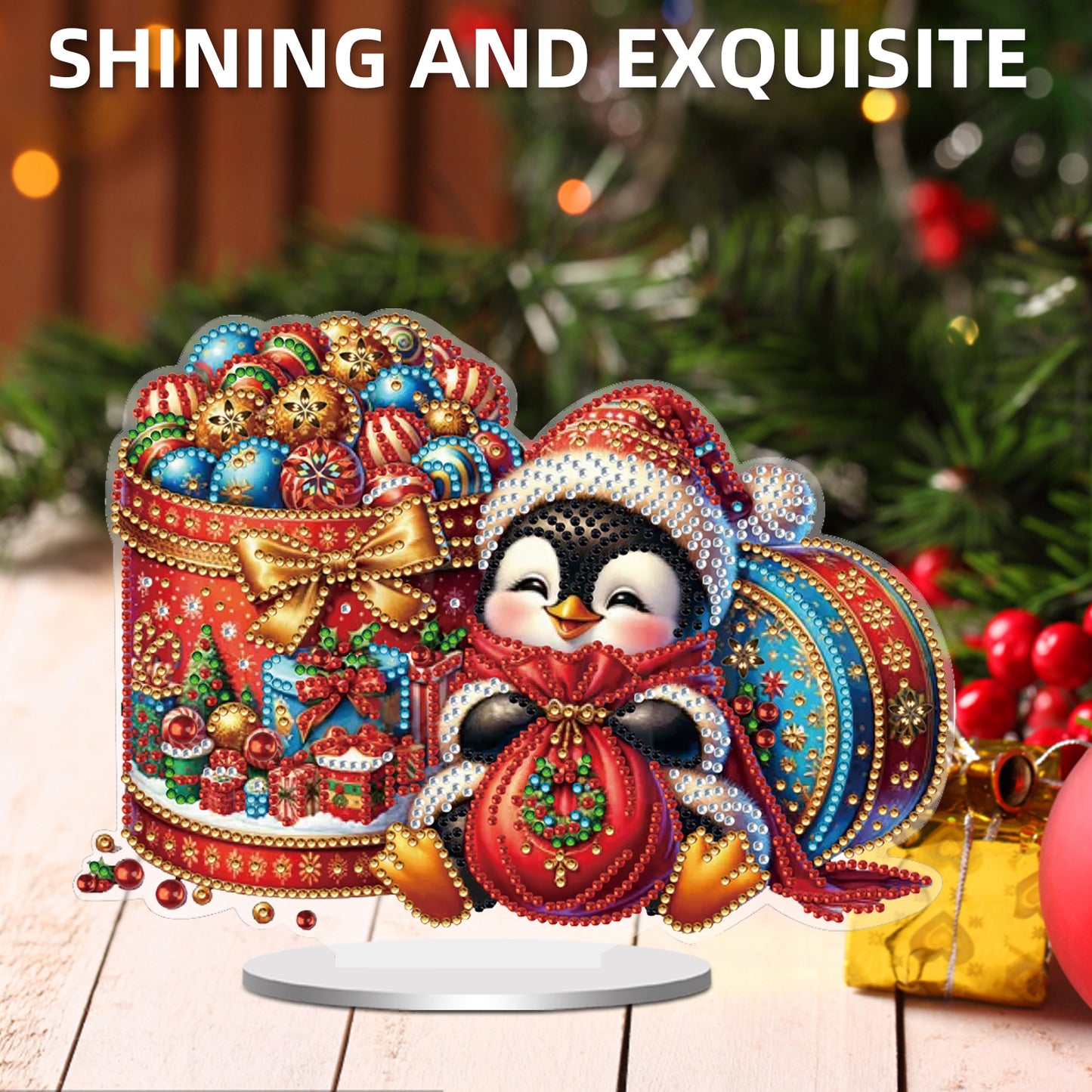 2D Flat Christmas Penguin Print DIY 5D DIY Diamond Art Ornaments Home Decor