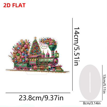 2D Flat Christmas Train Print DIY 5D DIY Diamond Art Ornaments for Home Decor
