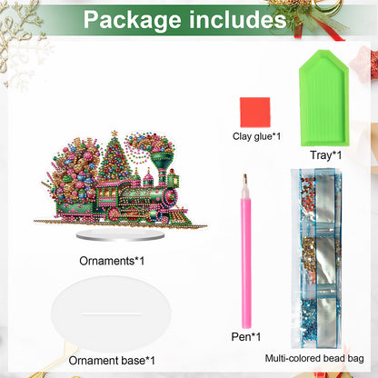 2D Flat Christmas Train Print DIY 5D DIY Diamond Art Ornaments for Home Decor