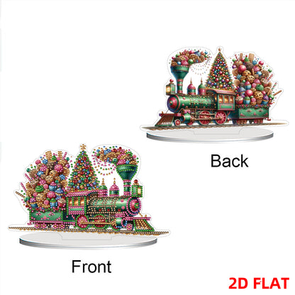 2D Flat Christmas Train Print DIY 5D DIY Diamond Art Ornaments for Home Decor