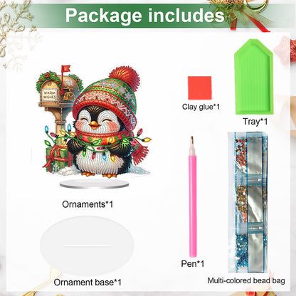 2D Flat Christmas Penguin Print DIY 5D DIY Diamond Art Ornaments for Home Decor