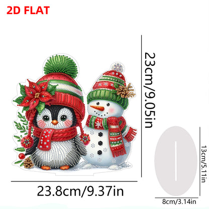 2D Flat Christmas Penguin Print DIY 5D DIY Diamond Art Ornaments for Home Decor