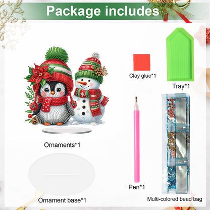 2D Flat Christmas Penguin Print DIY 5D DIY Diamond Art Ornaments for Home Decor