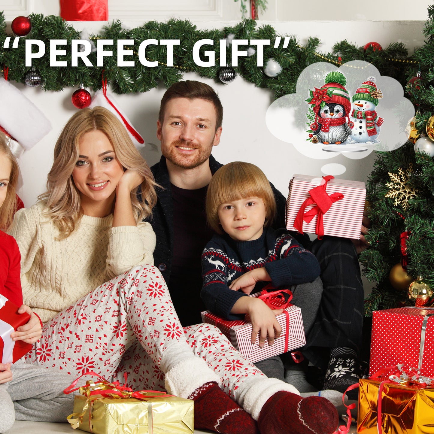 2D Flat Christmas Penguin Print DIY 5D DIY Diamond Art Ornaments for Home Decor