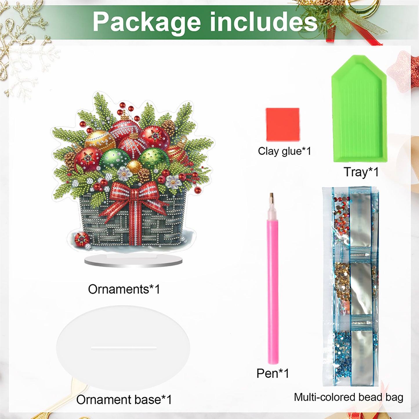 2D Flat Christmas Present Print DIY 5D DIY Diamond Art Ornaments for Home Decor