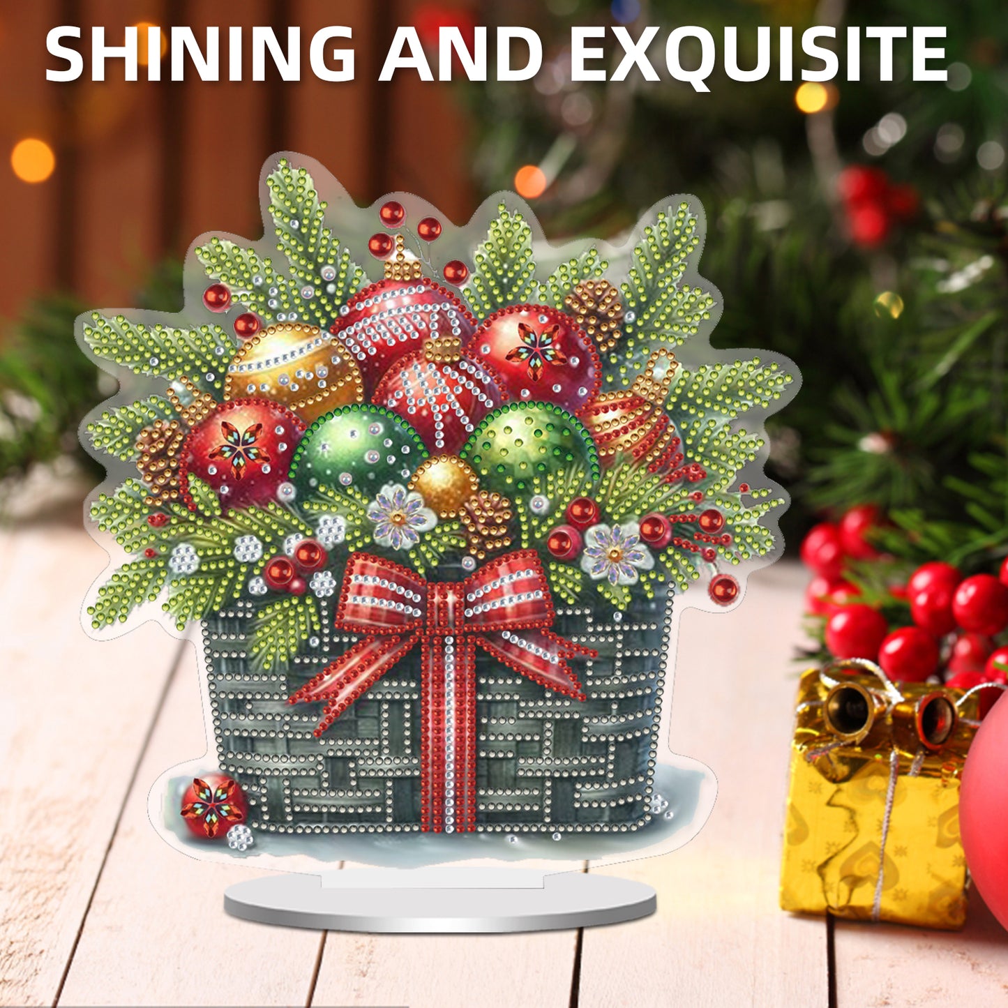 2D Flat Christmas Present Print DIY 5D DIY Diamond Art Ornaments for Home Decor