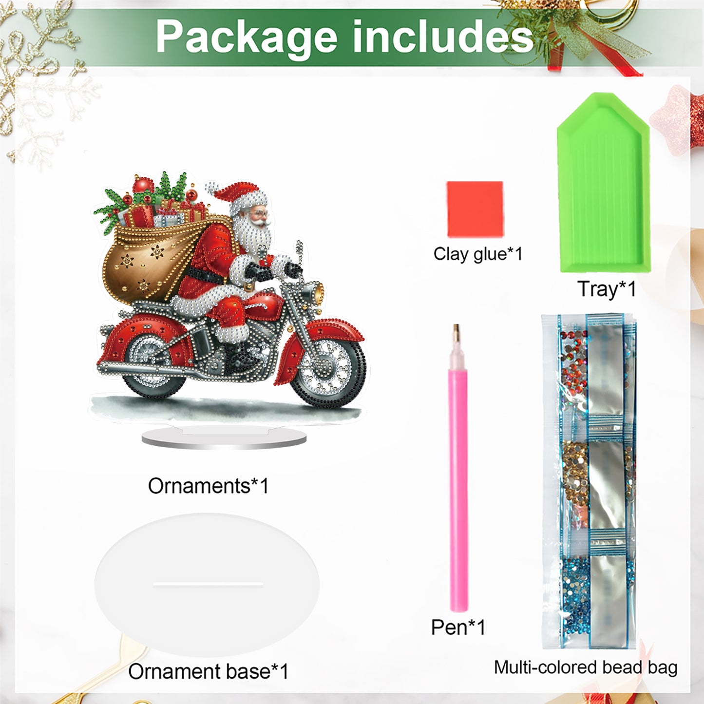 2D Flat Santa Claus Print DIY 5D DIY Diamond Art Ornaments for Home Decor