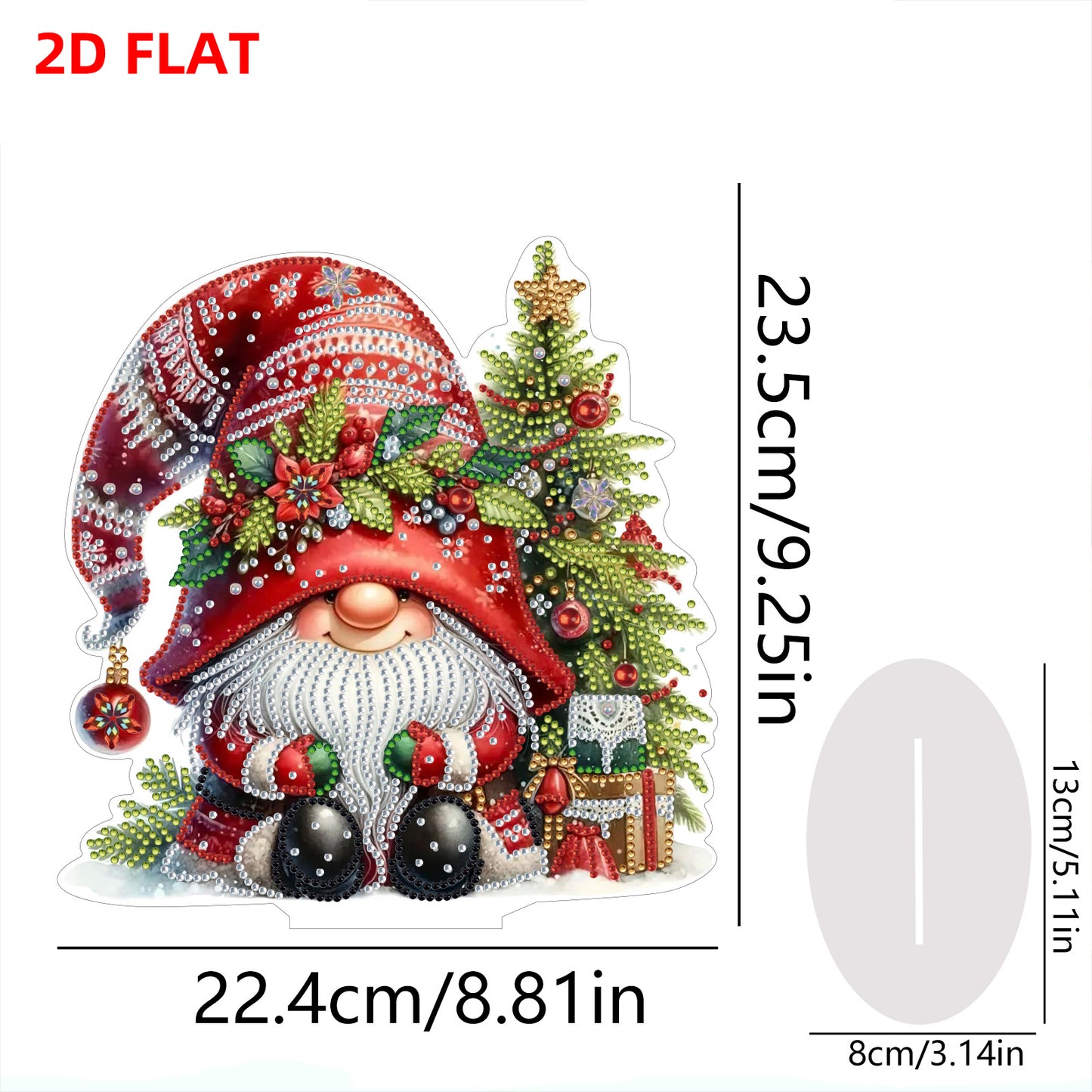 2D Flat Christmas Gnome Print DIY 5D DIY Diamond Art Ornaments for Home Decor