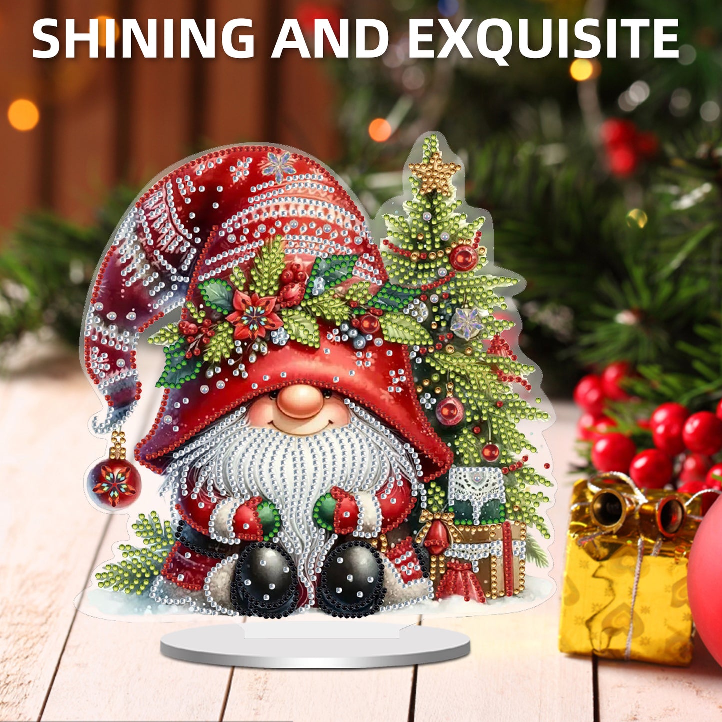 2D Flat Christmas Gnome Print DIY 5D DIY Diamond Art Ornaments for Home Decor