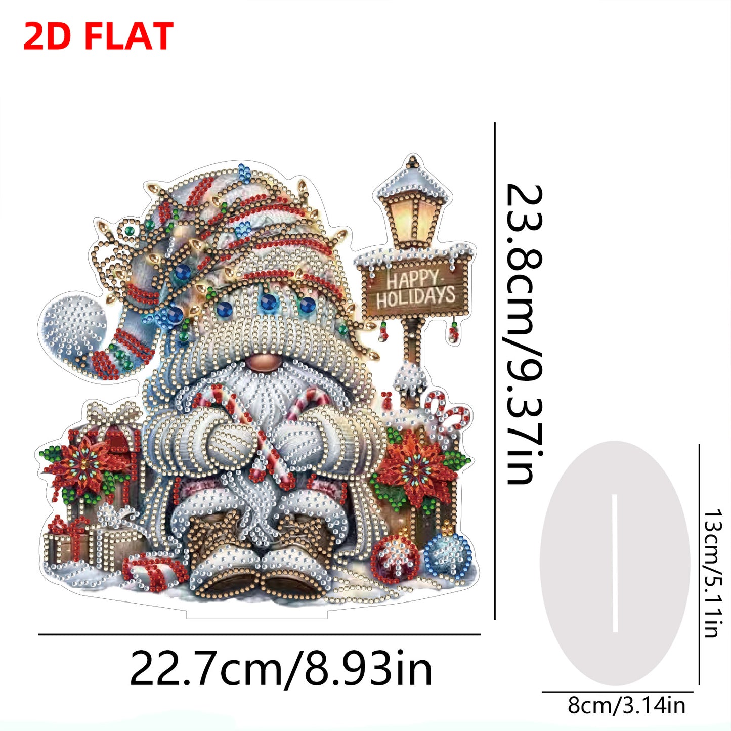 2D Flat Christmas Gnome Print DIY 5D DIY Diamond Art Ornaments for Home Decor