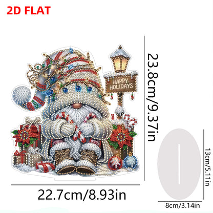 2D Flat Christmas Gnome Print DIY 5D DIY Diamond Art Ornaments for Home Decor