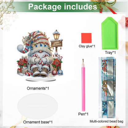 2D Flat Christmas Gnome Print DIY 5D DIY Diamond Art Ornaments for Home Decor