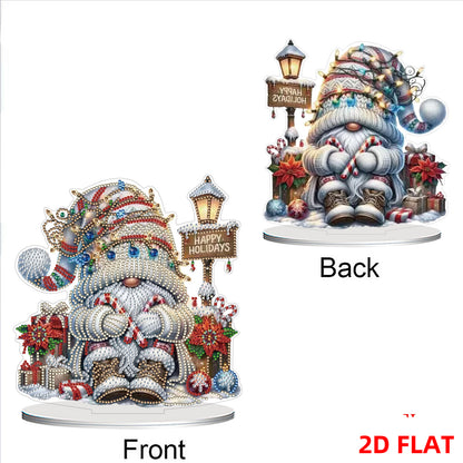 2D Flat Christmas Gnome Print DIY 5D DIY Diamond Art Ornaments for Home Decor