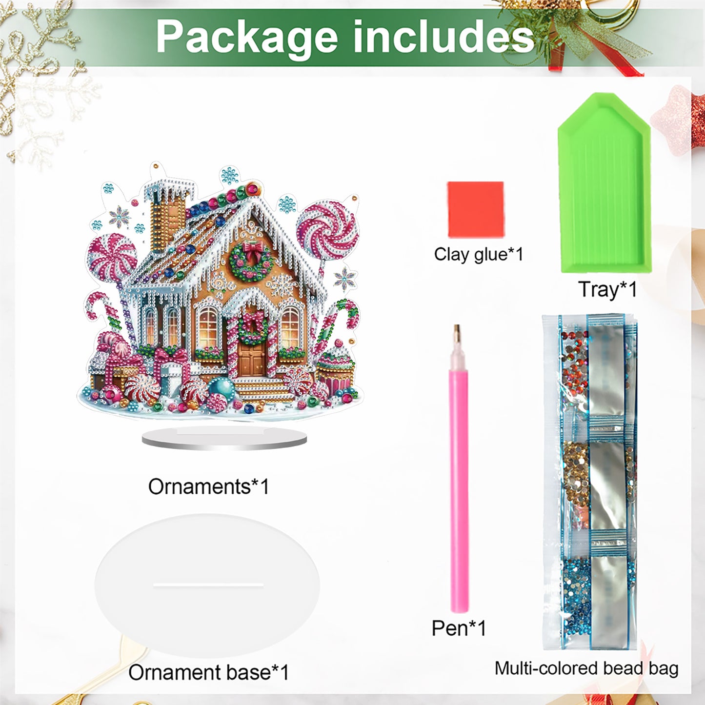 2D Flat Christmas Gnome Print DIY 5D DIY Diamond Art Ornaments for Home Decor