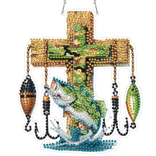 Cross 2D/Flat DIY Acrylic Special Shape Hanging Diamond Art Kits Wall Door Decor