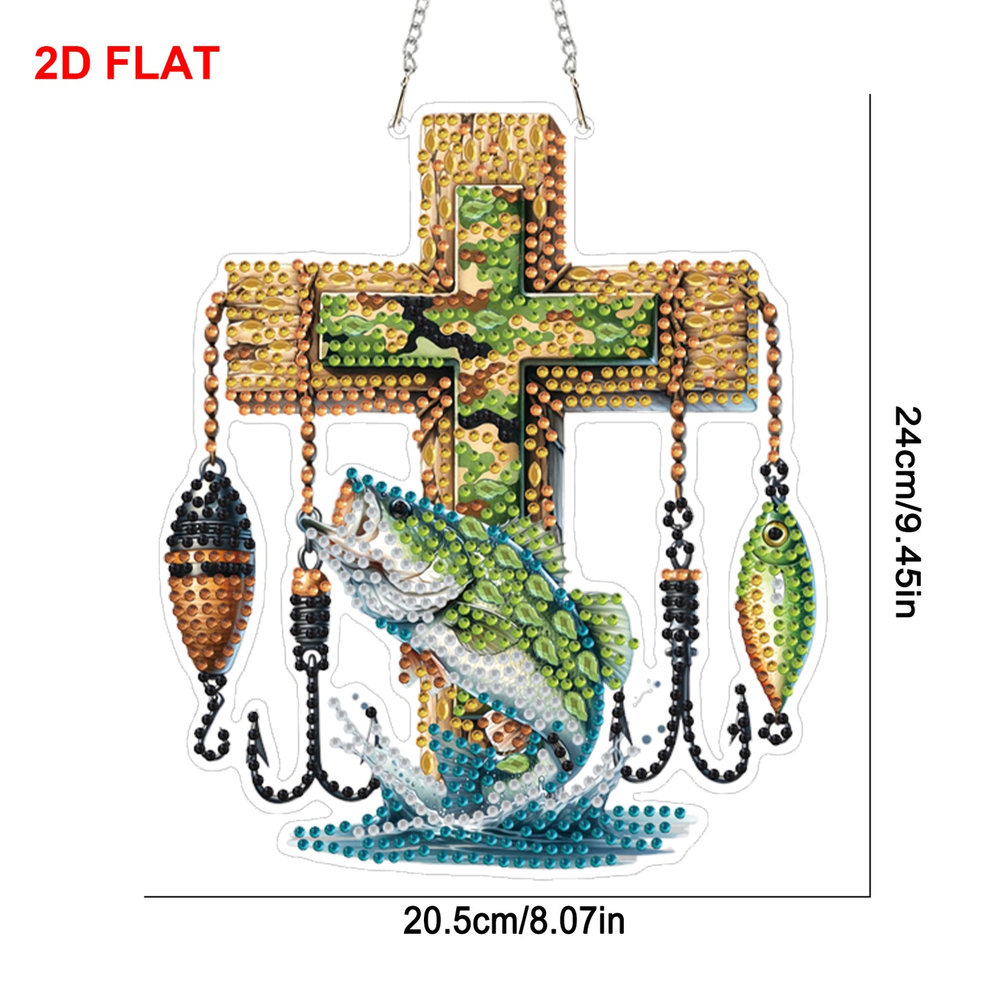 Cross 2D/Flat DIY Acrylic Special Shape Hanging Diamond Art Kits Wall Door Decor