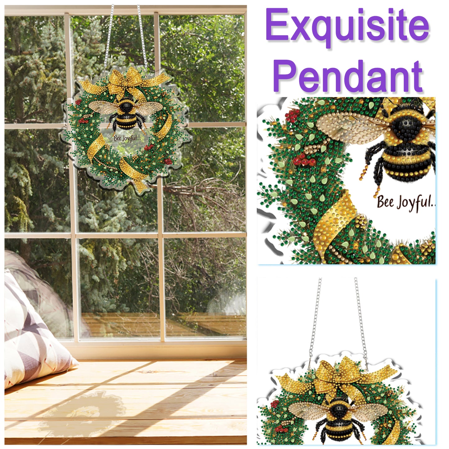 Bee 2D/Flat DIY Acrylic Special Shape Hanging Diamond Art Kits Wall Door Decor