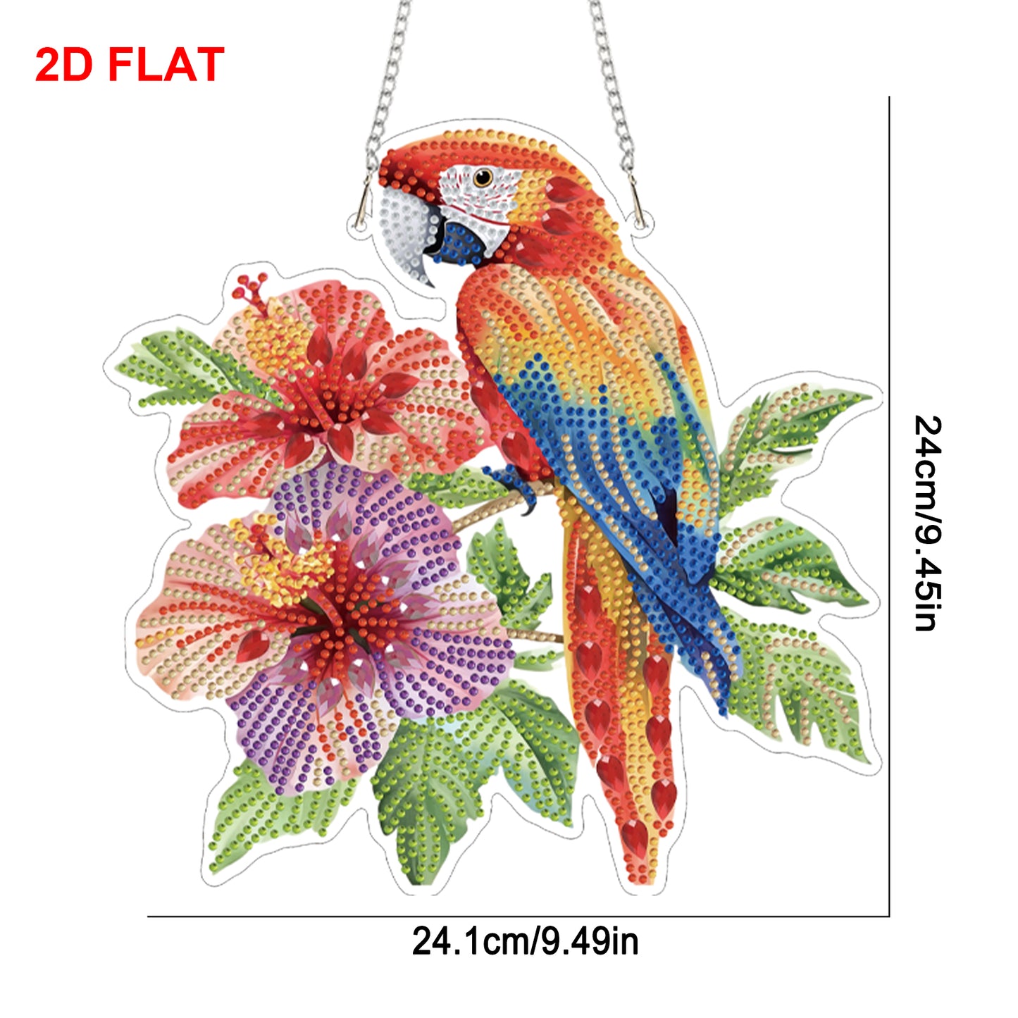 Parrot 2D/Flat DIY Acrylic Special Shape Hanging Diamond Art Kits Wall Decor