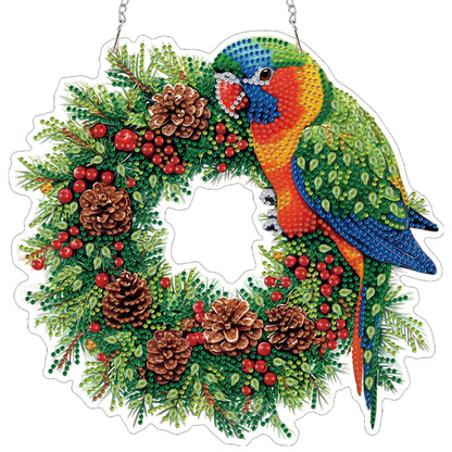 Xmas Parrot 2D/Flat DIY Acrylic Special Shape Hanging Diamond Art Kit Wall Decor
