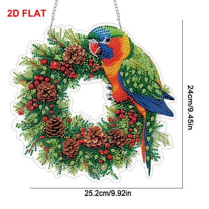 Xmas Parrot 2D/Flat DIY Acrylic Special Shape Hanging Diamond Art Kit Wall Decor