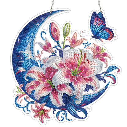 Moon Lilies 2D/Flat DIY Acrylic Special Shape Hanging Diamond Art Kit Wall Decor