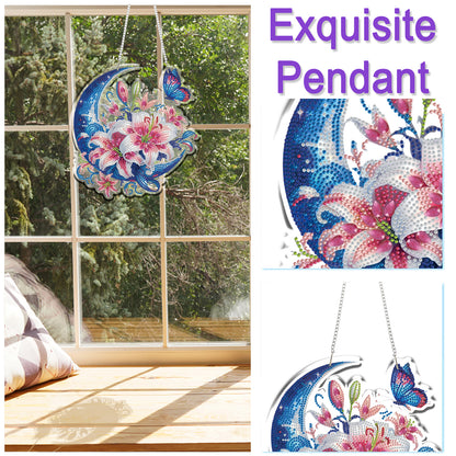 Moon Lilies 2D/Flat DIY Acrylic Special Shape Hanging Diamond Art Kit Wall Decor