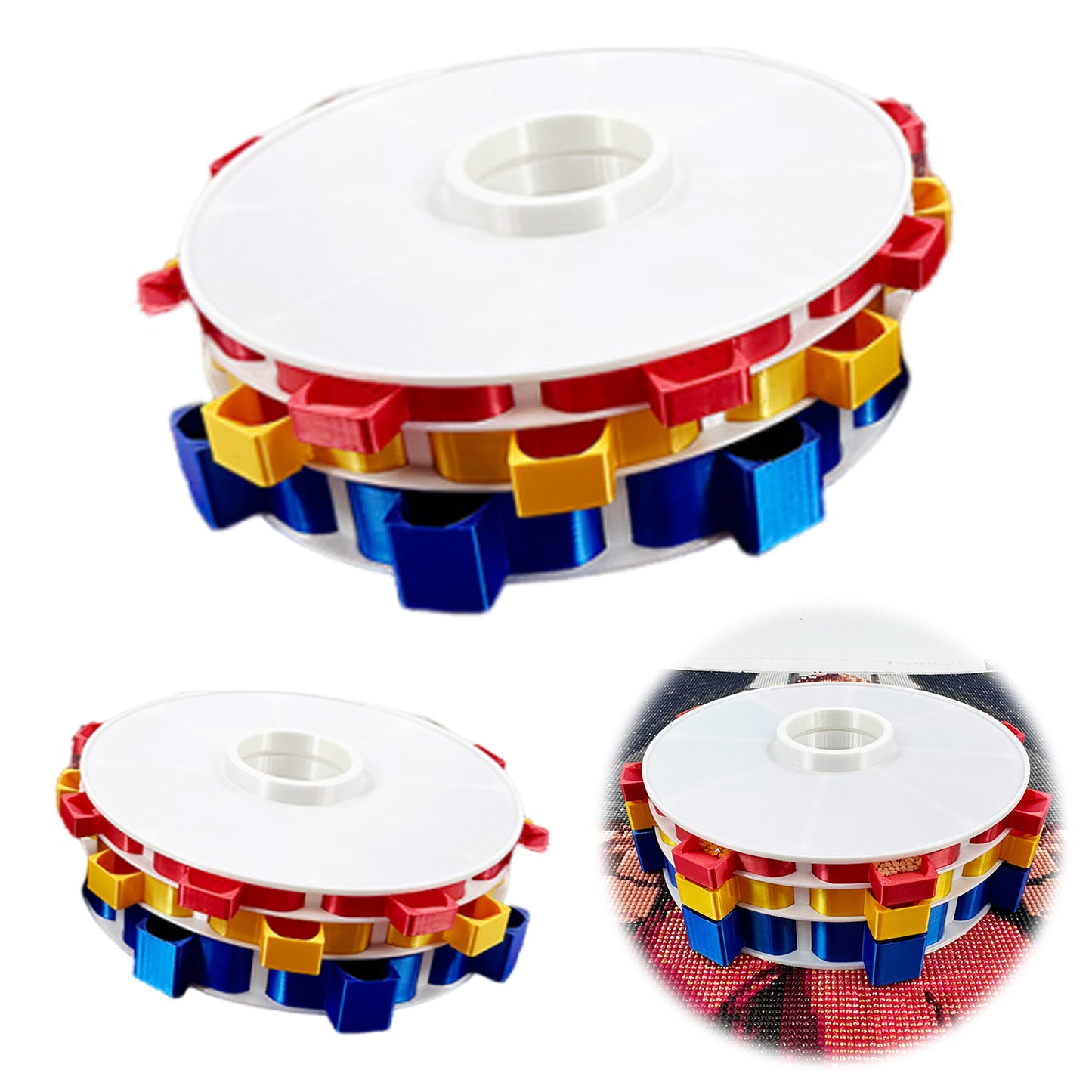 Rotating Diamond Painting Tray Organizer 3D Printing Diamond Art Tray (White)