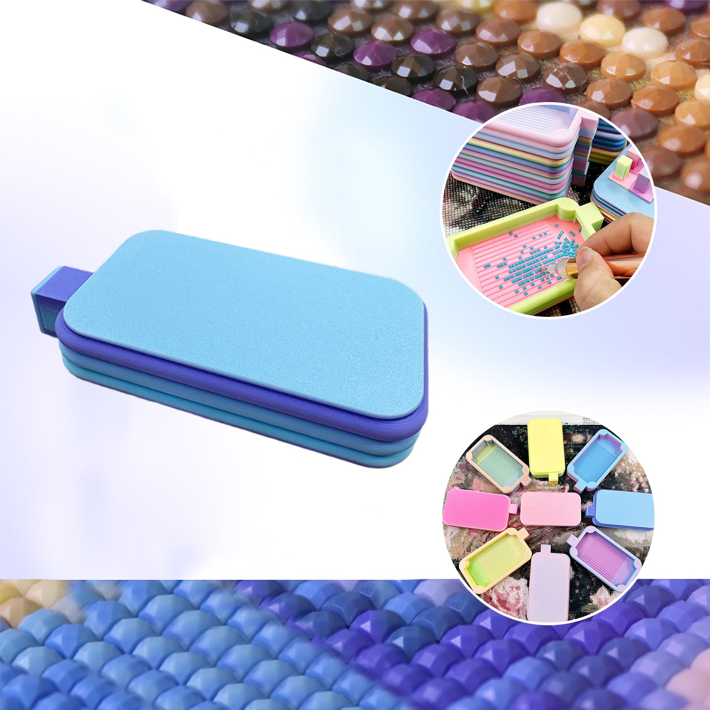 Diamond Painting Tray Organizer Diamond Art Tray for DIY Crafts (Blue Purple)