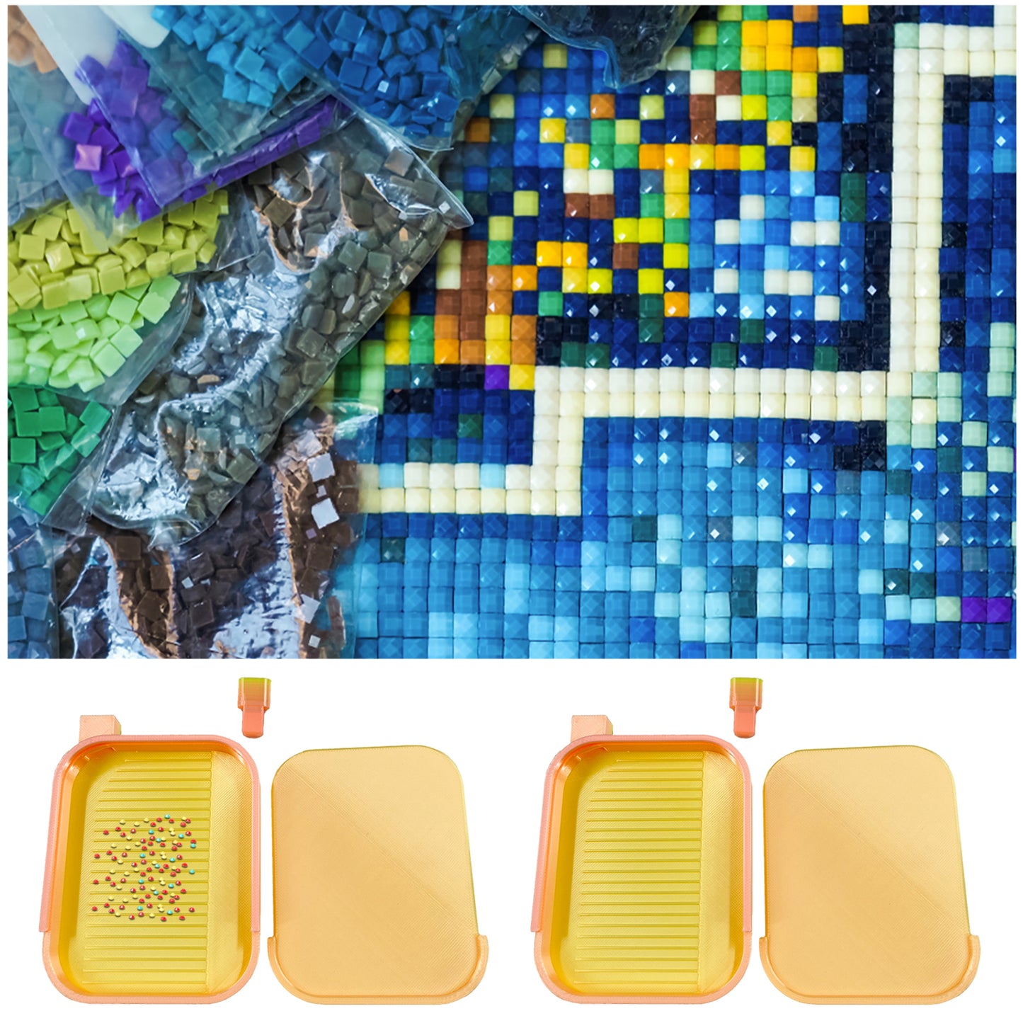 Diamond Painting Tray Organizer Diamond Art Tray for DIY Crafts (Peach)