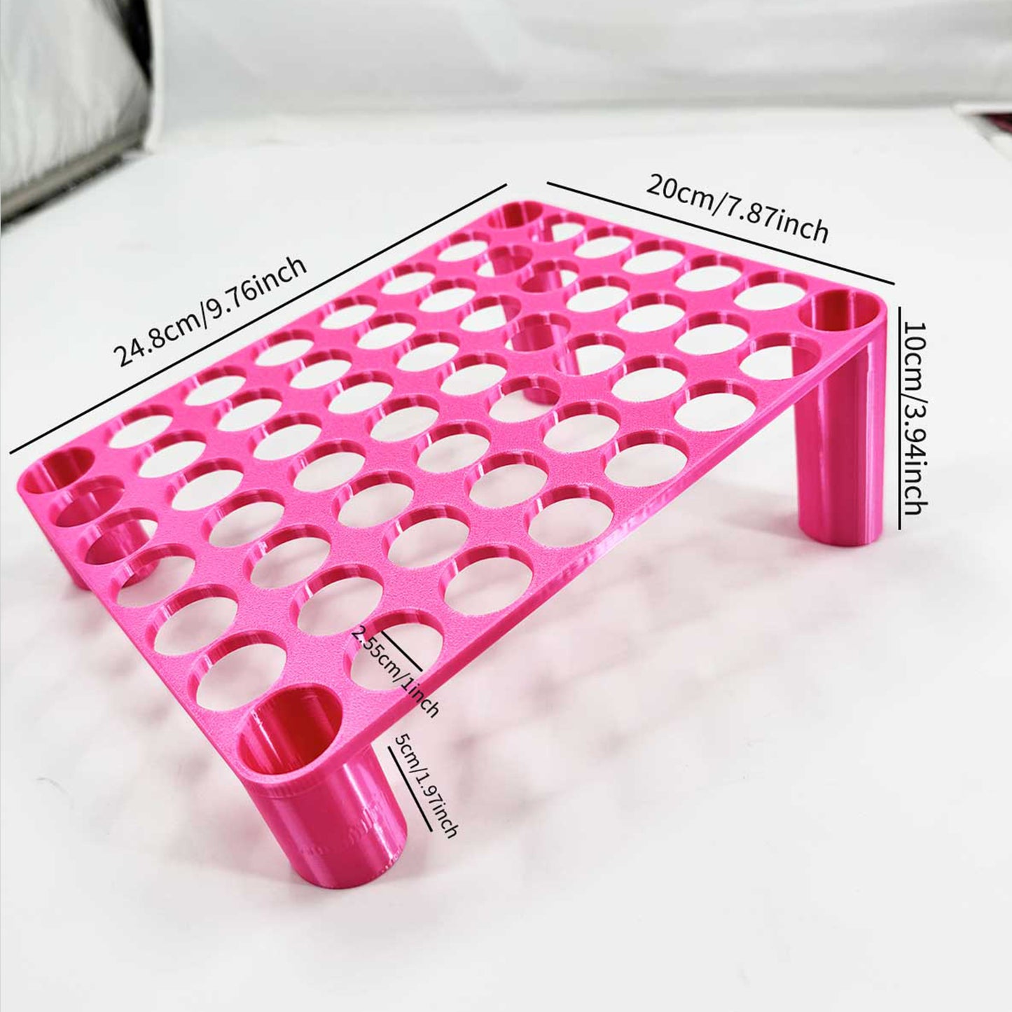 56 Grid Diamond Painting Can Organizer High Low Foot Storage Rack Tool (Pink)