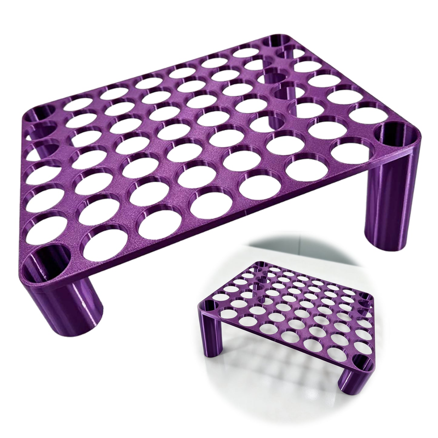56 Grid Diamond Painting Can Organizer High Low Foot Storage Rack (Purple)