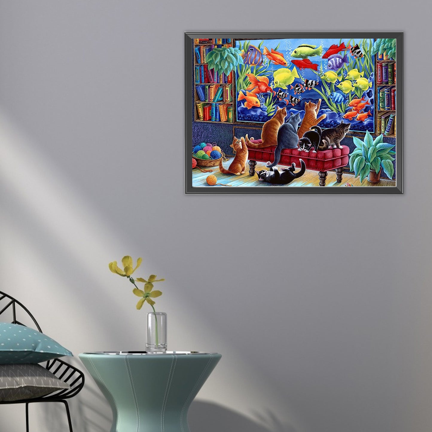 Kitten Fish Tank - Partial AB Full Round Drill Diamond Painting 55*40CM