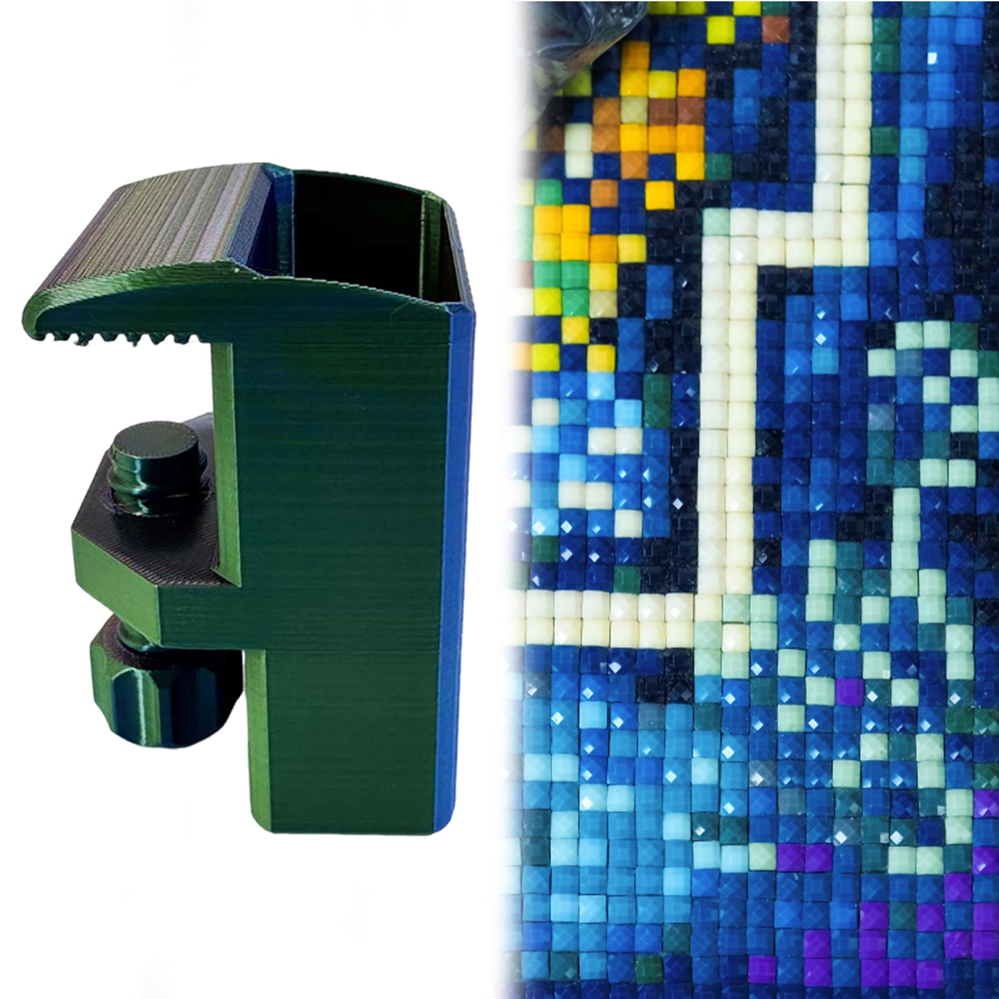 Heavy-Duty Desk Pen Holder Adjustable Clip Space-Saving Desk Organizer (Green)